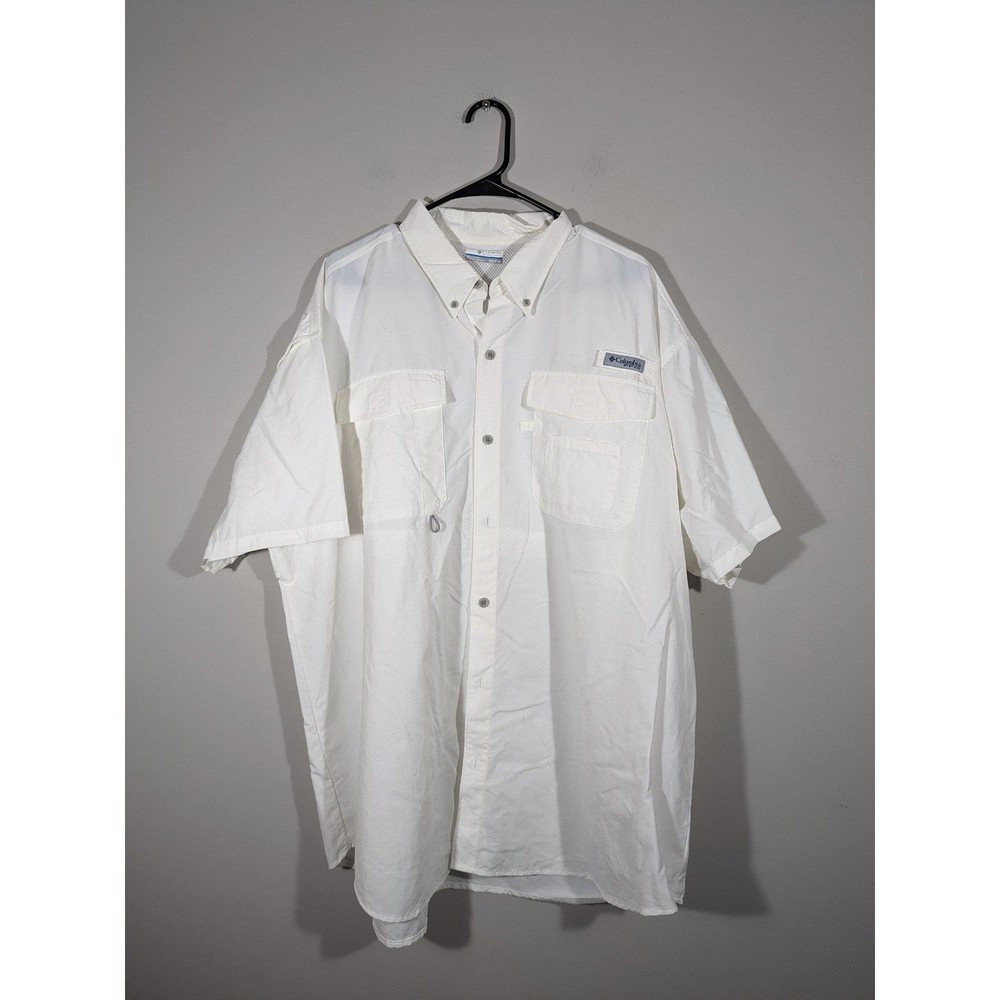 Columbia Men Size XXL‎ White Button Down Performance Fishing Gear Shirt